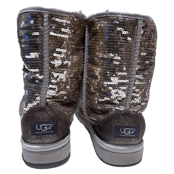Gold Glitter Classic Ugg Boots Size 7 Great Condition F19012D Comfy & Stylish - Picture 2 of 13